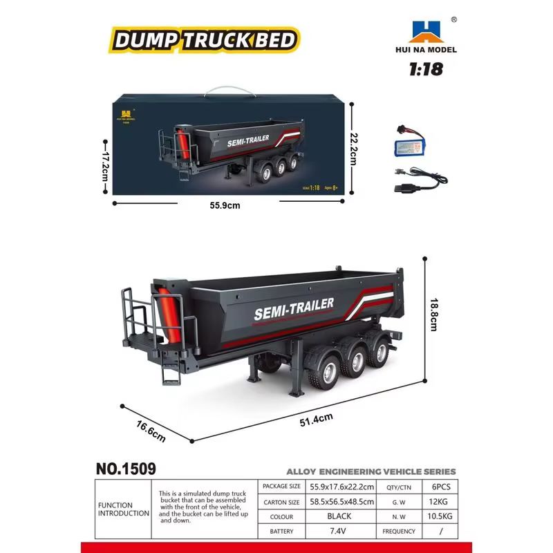 1/18 Huina 1509 Rc Semi Dump T - Hobby Rc Van ulasan dan harga